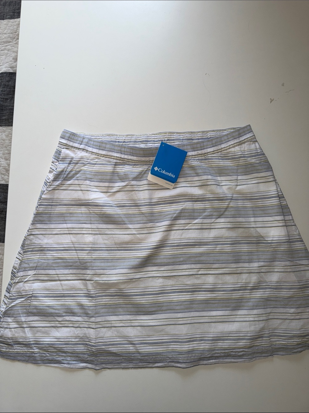 Columbia White and Light Blue Striped A-Line Skirt